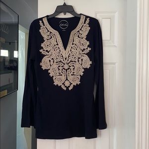 INC black top with embroidered front